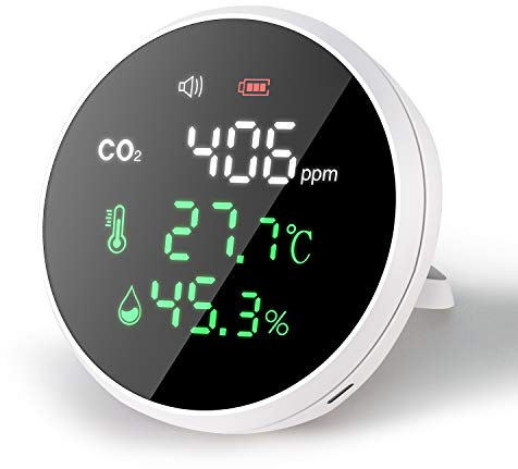 LifeBasis Moniteur de CO2, Capteur de CO2 Moniteur de Qualité de L'air Intérieur 3 En 1 pour CO2 Température Humidité avec Écran LCD et Fonction Alarme - Plage De 400 À 5000 PPM