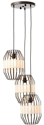 BRILLIANT Lampe, Slope Pendelleuchte 3flg schwarz/natur, 3x A60, E27, 40W, Kabel kürzbar/in der Höhe einstellbar