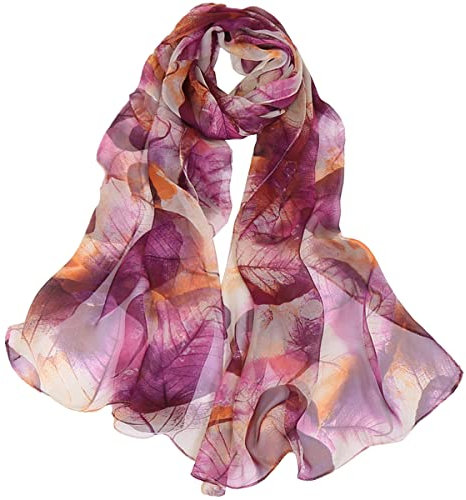 FAIRYGATE Tuch Damen Georgette Blumenmuster Leicht Halstuch Frauen Langschal Elegante Floral Schal Chiffon Stola für Sommer Frühling Ganzjährig 50034