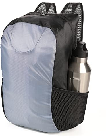Troika Ruckzuck Faltbarer Rucksack aus Polyester in der Farbe Schwarz-Grau, RUC04/GY