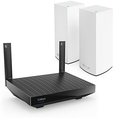 Linksys Blue Label Mesh-WiFi 6-System – 1 x AX5400-Router + 2 x AX5400 Nodes – Dual-Band Mesh Wireless Internet Gaming System – 60 Geräte, bis zu 750 m² Reichweite, Kinderschutz über die Linksys App