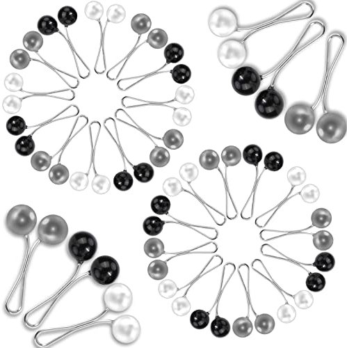 PHOGARY 24 Stück Damen Hijab Pins Clips, Schal Perle Pins, Clip Brosche Pin, Frauen Pullover Hijab Pins Set, Kopftuch Schals Dekoration Clip Sicherheitsnadeln für Muslim, U-förmiger Clip in 3 Farben