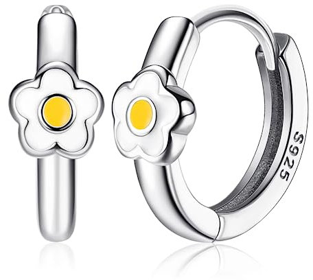 MILACOLATO Daisy Creolen Ohrringe Silber 925 Klein Kind Hypoallergene Leichte Ohrringe Damen 18K Vergoldet Netter Kleiner Knorpel Gold Creolen für Kinder Mädchen