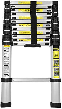Eulenke 3,8m scala telescopica in alluminio - scala estensibile allungabile Carico Massimo 150 kg - Alta Qualità scaletta antiscivolo pieghevole - Multiuso Leggero scala allungabile