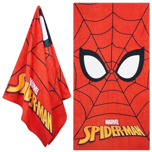 Disney Stitch Handtuch Kinder Badetuch Schnelltrocknend Strandtuch Baumwolle Duschtuch 70x140 cm für Schwimmen und Baden Reise Zubehör (Rot Spiderman)