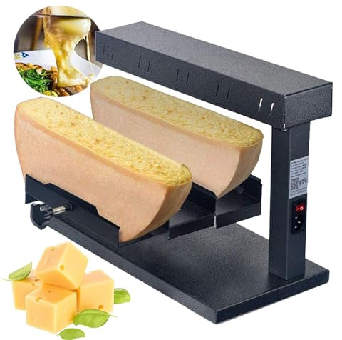 Fondoir à Fromage Commercial, Fondoir à Fromage à Raclette, Appareil à Raclette Traditionnel, Chauffage Rapide 750 W, Double Zone De Chauffage, Angle RéGlable, Pour Restaurant à Domicile