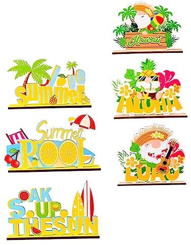 TOPBATHY Hawaiian Party Decorations 6pcs Wooden Letter Ornaments Safe and Odorless for Home Decorations