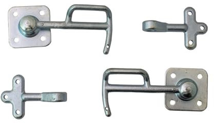 BITUXX Set Bordwandverschluss Haken Winkelhebelverschluss Kastenverschluss für PKW Anhänger inlkusive Ösen Gr.0