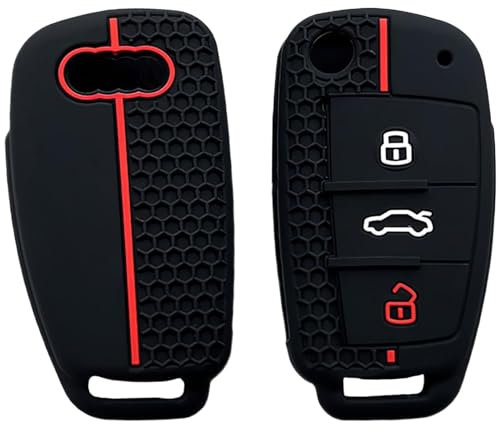 Silikon autoschlüssel hülle für Audi,3 Tasten klappschlüssel,Schlüsselhülle kompatibel mit Audi A1 A3 S3 A4 S4 RS4 A6 S6 RS6 Q3 Q5 Q7 TT R8 Seat Exe