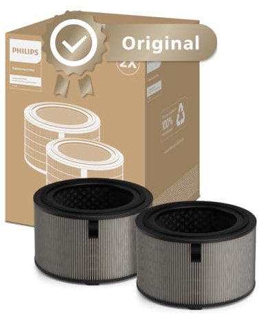 Filtro de repuesto original de Philips para los purificadores de aire AC3210, AC3220 y AC3221 de la serie 3200, HEPA NanoProtect + Active Carbon, 12 meses de duración, negro/blanco (FY3200/30)