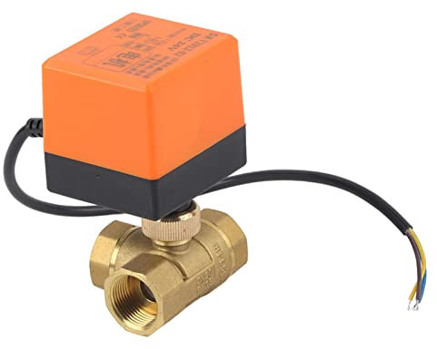 MENDUNER Motorisierter 3-Wege Kugelhahn, DN20 G3/4 Messing, 3-Wege-motorisierter Kugel-Elektroventil für Klimaanlage DC24V