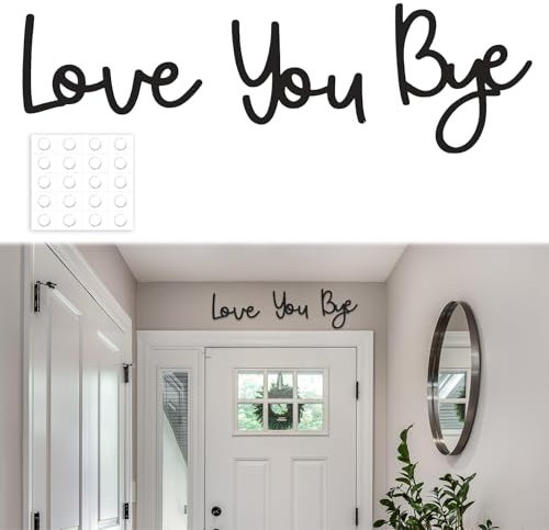 hoeslaw 21.6 Love You Bye Wood Sign, Above Door Home Wall Boho Decor Plaque, Black Modern Simplicity Decoration for Front Door Entryway Living Room Aesthetic, Show Your Love and Warm for Your Family