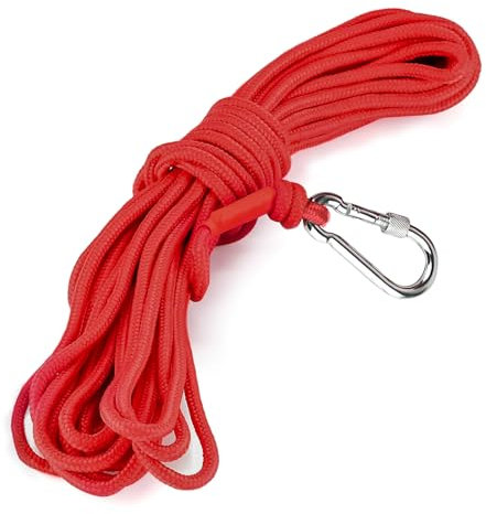 MOERDIFFER Cuerda de escalada larga de 20 m de diámetro, 6 mm, de nailon, para exteriores, de alta resistencia, con mosquetón para camping, senderismo, escalada en árboles