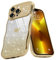 Teageo Cute Heart Pattern Curly Phone Case for iPhone 13 Pro, Wave Frame Glitter Case for Girls Women Aesthetic Bling Cover Shockproof Soft TPU Bumper for iPhone 13 Pro, Gold