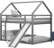 Doppelbett, Kinderbett, Hausbett Etagenbett, mit Leiter und Rutsche Kinderzimmer Hoch-Doppel-Stockbett (Grau, 140x200cm)