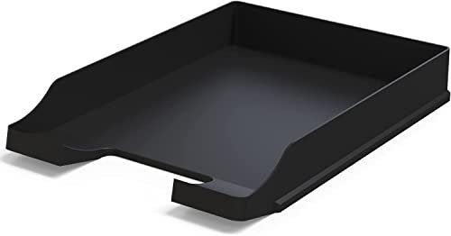Set de 20x Bandejas portadocumentos tamaño A4 Negro - Organizador Escritorio apilable - Bandeja plástico para Oficina - Archivador Papeles - Cestas de Correo - 35x25x5,2 cm