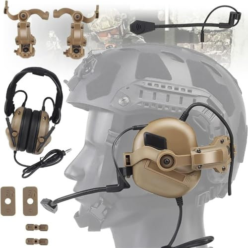 XiaGuo Casque Tactique avec Amplification du Son Et avec Microphone,Protection Auditive pour Chasse Airsoft Paintball Et Activités Militaires Adaptateur De Rail Inclus