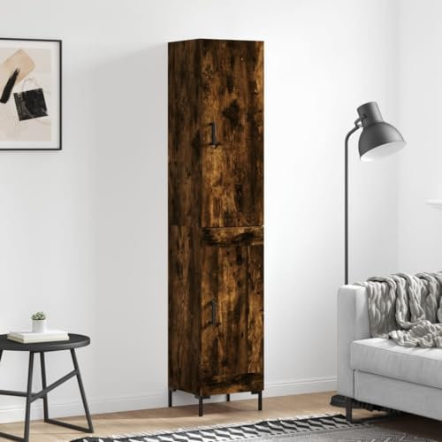 HETFTJN Highboard, Kommode Eckschrank Vitrinenschrank Tv Schrank Geeignet für Dorm Küchenzeile Badezimmer Flur Räuchereiche 34,5x34x180 cm Holzwerkstoff