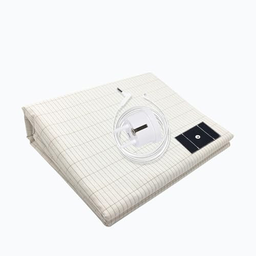 RIQINXIN Erdungsbettlaken 68 x 132cm Erdungsmatte mit EU Erdungskabel Leitfähige Silberfaser Grounding Mat für Hochwertiges Schlafklima 10% Silberfäden Anteil und 90% Baumwolle