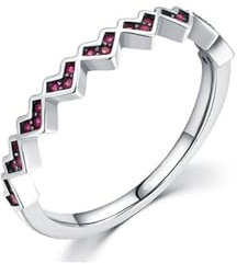 Whoiy Trauring Weißgold 9K Rubin Ring, 375 Echt Gold Verlobungsring Herz für Damen Gr. 51 (16.2)