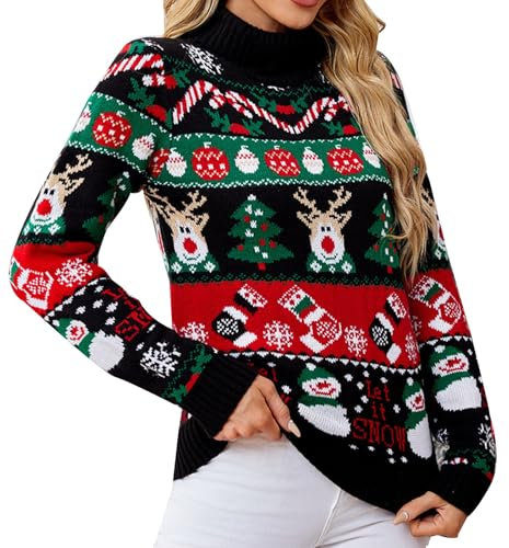 Weihnachtspullover Lustig Longpullover für Damen Weihnachtspullover Herren Lustig Ugly Weihnachtspullover Weihnachtspullover Trinkspiel Christmas Pullover Locker Gestrickter