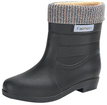 Generico Stivaletti Pioggia Donna Comodi Antivento, Stivali Pioggia Donna Imbottiti Caldi Giardinaggio Scarpe Tinta Unita Pianta Stivali Impermeabili Donna Bassi Chelsea Boots da Lavoro