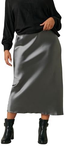 EVANS Curve Satin Slip-On Midi Skirt - Women's - Plus Size Curve
