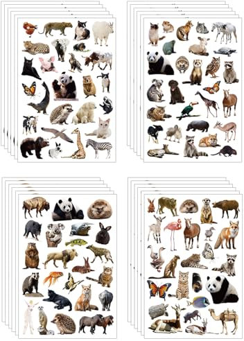 24st Wilde Tiere Sticker, Dschungeltier Aufkleber Tieraufkleber für Kinder Safari Aufkleber Zoo Tieraufkleber Partyzubehör für Wasserflasche Scrapbook Kalender Planer Geschenk Dekoration