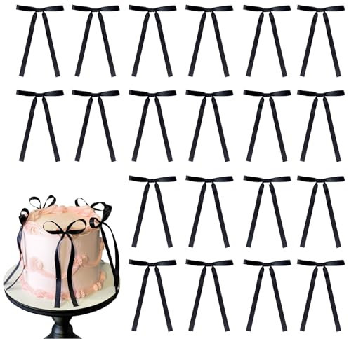 Kinretixia 20 Stück Cupcake-Topper mit Schleife, Cupcake Picker, für Brautparty, Babyparty, Kuchen, Dessert Picker, Dekoration für Baby-Mädchen, Geburtstag, Hochzeit