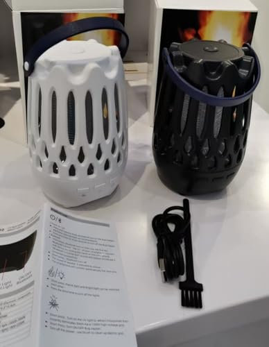 Insektenvernichter Elektrisch 1200V, 2 In 1 Mückenfalle Elektrisch, Tragbare UV Mückenlampe Akku, Fliegenfalle Elektrischer USB, Insektenlampe Mückenschutz, Mückenabwehr Mosquito Killer 30m² (Weiß)