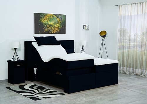Boxspringbett Lapi 240x220, VS-Blau, 7-Zohnen Taschenfederkernmatratze, Ergoflex - Inklusive Aufbau - Deutscher Hersteller