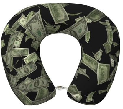 SKKNT Dollar Sign Money Print Lightweight Travel Neck Pillow U-Shaped Memory Foam Head Neck for Airplanes