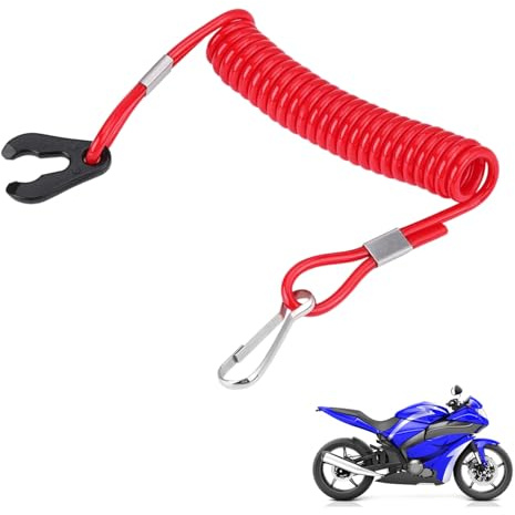 VBSYUYQ Outboard Kill Switch Lanyard Red TPU Boat Engine Stop Cord | 1 piece red tpu outboard kill switch lanyard, coiled boat engine stop tether cord for motorboat fishing boat safety accessory