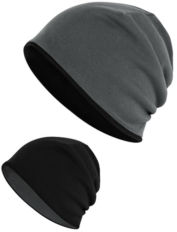Kiiwah 2 en 1 Réversible Bonnet Hiver pour Homme Femme, Slouch Long Beanie Unisexe pour Sport Ski Moto Cyclisme Chimio