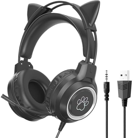 Kabelgebundene Kopfhörer, detaillierte Klangleistung, 18,5 x 10 x 23 cm, Gameplay-Headset, Headset mit LED, verbesserte Stabilität und Komfort, für PC-Tablet