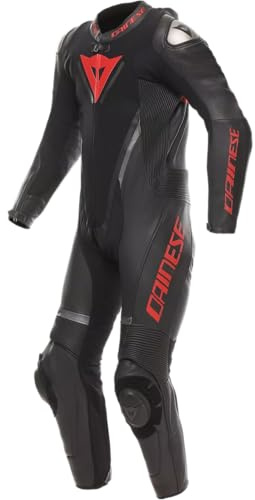 Dainese Demon Sprint perforierte 1-Teiler Motorrad Lederkombi, schwarz/schwarz/rot, 50
