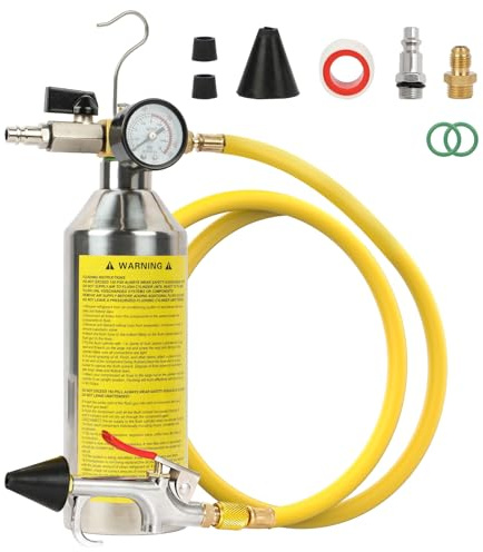 AC Flush Kit, Air Conditioning System Flushing Tool for Home & Automotive | Pressure Gauge, Relief Valve, Spray Head & 1m Hose, Ideal for Flushing AC Pipes, Condensers, Evaporators