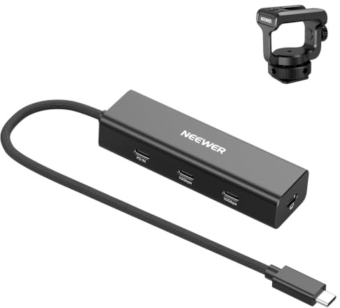 NEEWER USB C Hub Dock with Cold Shoe Mount, 4 in 1 USB 3.1 Gen2 Extender Multiport Adapter Dongle, 100W PD Charging, 10Gbps, 4K 60Hz Compatible with iPhone iPad Mac Android Laptop Field Monitor