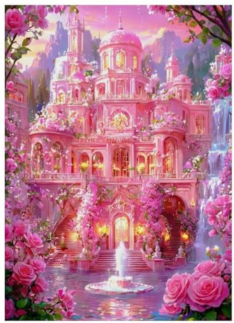Castle Roses Fountain 1000pcs For Adults Mini Puzzle Challenging | 38x26cm Cardboard Living Room Decor Durable Structure Birthday Gift Stress Relief