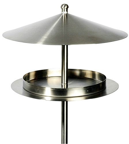 Luxus-Vogelhaus 11610 Rundes Design-Futterhaus Silberglanz aus Edelstahl, mit Ständer