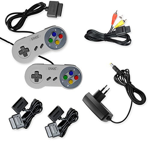 Super Nintendo AV Cinch Kabel+Netzteil+2x Controller+2x Verlängerung für SNES
