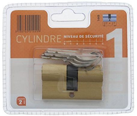 Bricard 1449 Cylindre pratic 27 + 27 Laiton double entrée/niveau de sécurité 1
