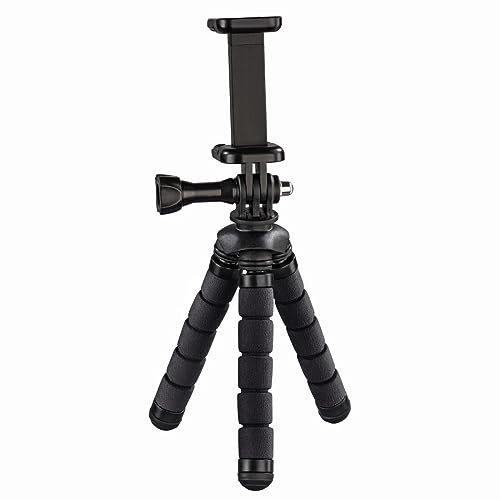 Hama Flex Ministativ 1/4 Zoll Arbeitshoehe=7-14cm Schwarz Fuer Smartphones und GoPro, 00004609, 14 cm