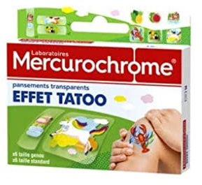 Pansements transparents effet tatoo - 12 unités Mercurochrome