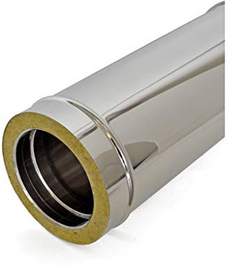 Tubo doppia parete in acciaio inox per canne fumarie L 1000 mm (DN 80-130)
