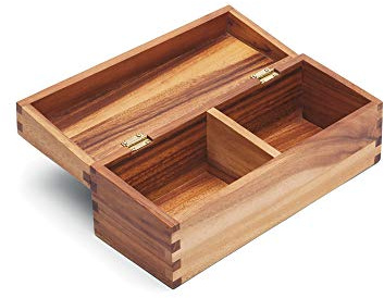 Ironwood Gourmet Rezeptbox aus Akazienholz, Doppelfach, für 7,6 x 12,7 cm Karten