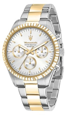 Maserati Orologio da uomo, Collezione Competizione, in Acciaio, PVD Oro, con cinturino in Acciaio inossidabile - R8853100021