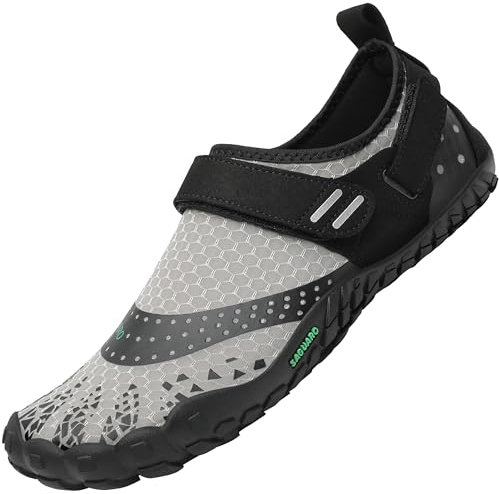 SAGUARO Homme Femme Barefoot Shoes Chaussures Minimalistes Chaussures de Trail Pieds Nus pour Fitness Randonnée M Gris,GR.42