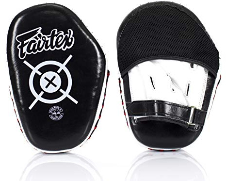 Fairtex Aero Focus Punching Mitts FMV11 for Muay Thai, Boxing, Kickboxing, MMA (Black/White)