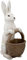 H.Bauer jun. große Deko Hasen Figur Kunststein ca. 42 cm - sitzender weißer Osterdeko Hase mit braunem Korg - XXL Polyresin Osterhasen Frühjahresdeko zum hinstellen